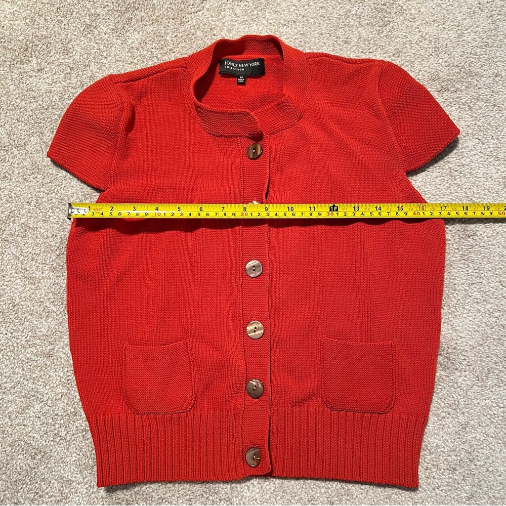 Jones New York Burnt Orange Button-Up Short Sleeve Cardigan - Picture 9 of 11